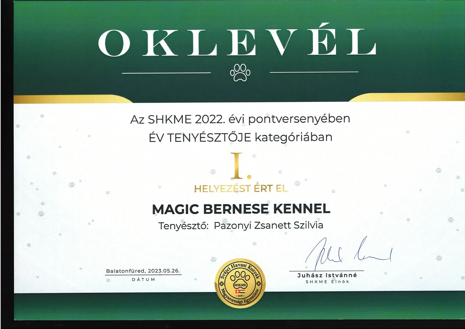 2022 - Az Év Tenyészete