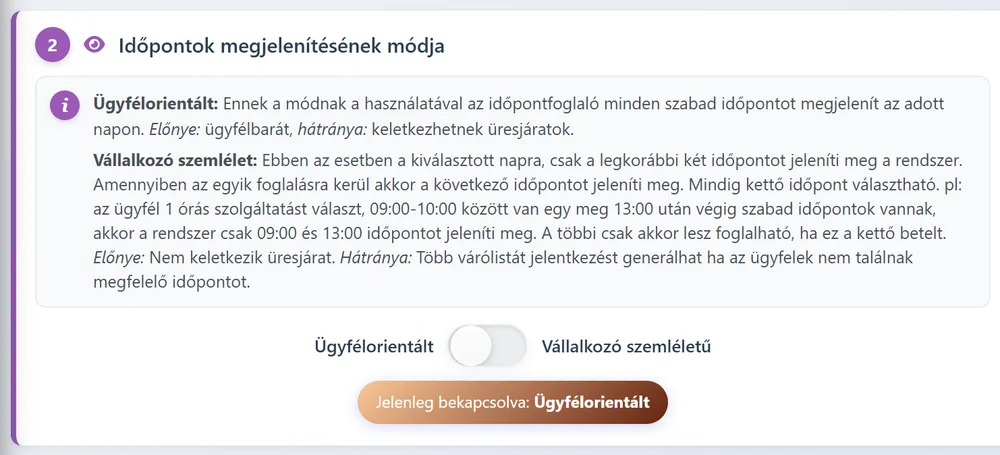 Időpontok megjelenítésének módja