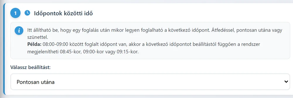 Időpontok közötti idő beállítása