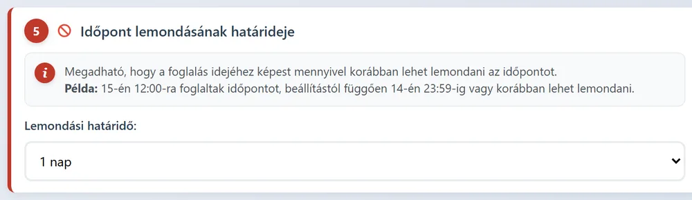 Lemondási határidő beállítása
