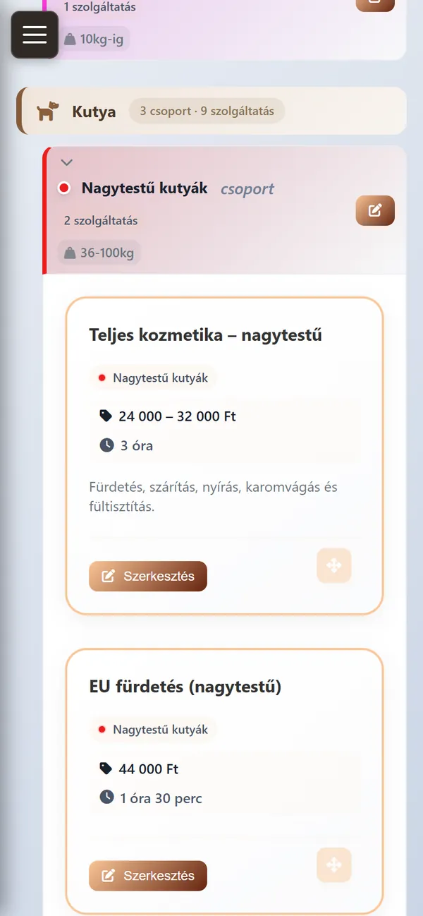 Az árlista telefonon: szolgáltatások csoportokban, árral és időtartammal